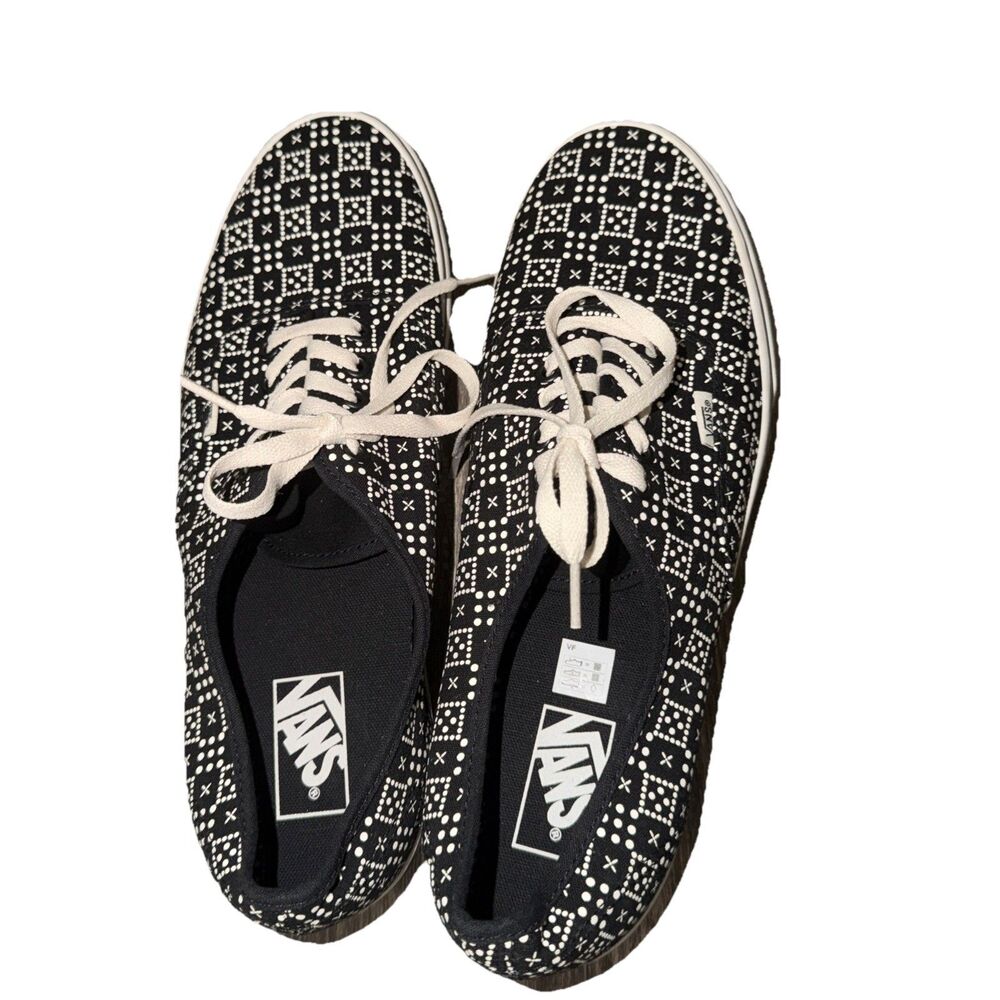 VANS Low Pro Black White Geometric X Pattern Tribal Aztec Mens Size 12